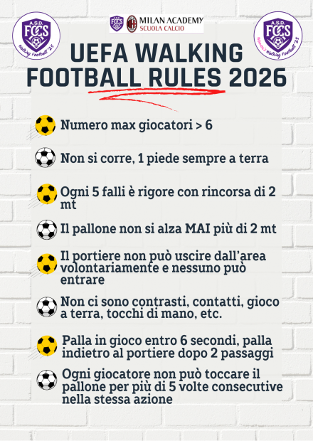 Regole UEFA Walking Football 2026:  sintesi - ASD FOcS Walking Football - D.S. Conti Ivan e Asperti Giuliano